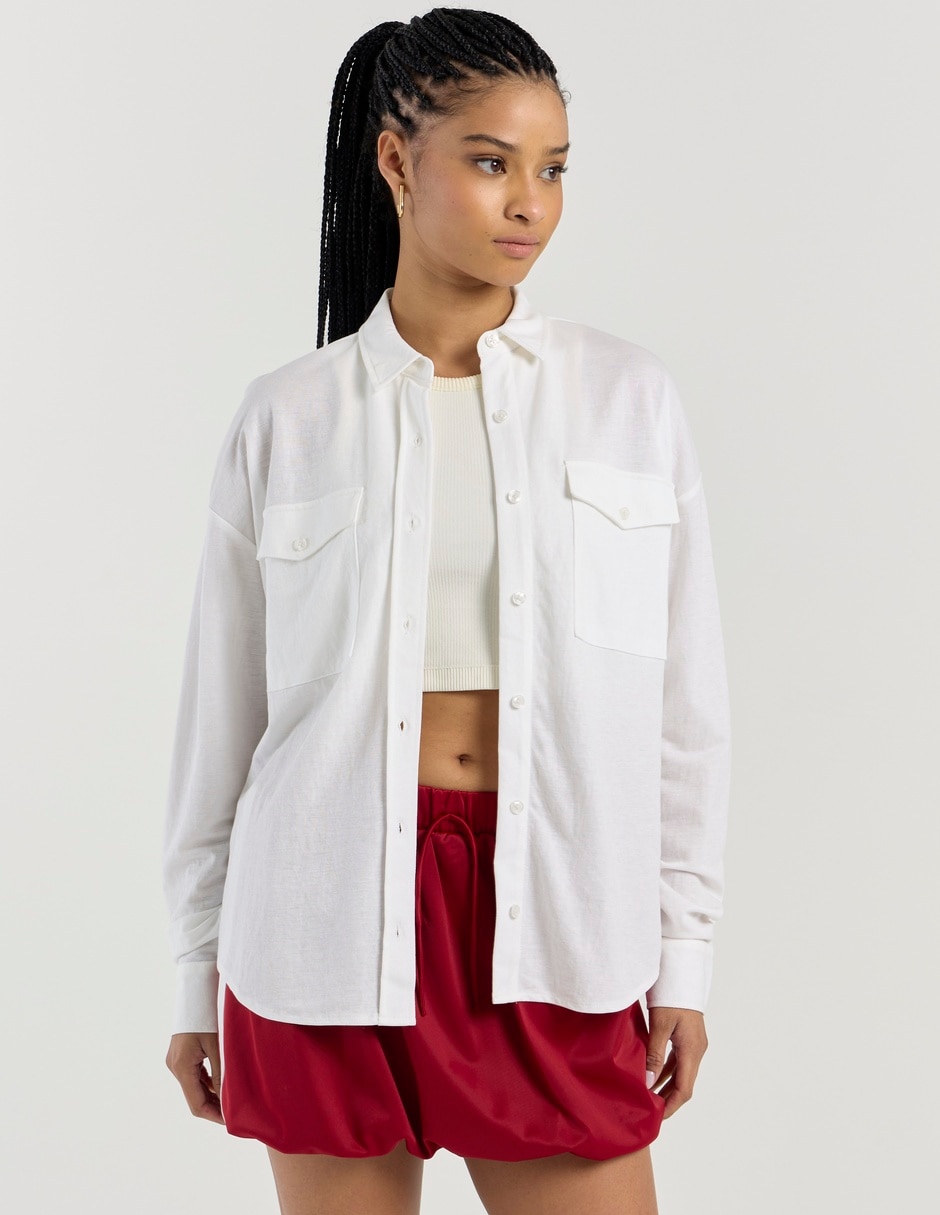 Blusa camisera manga larga para mujer 2