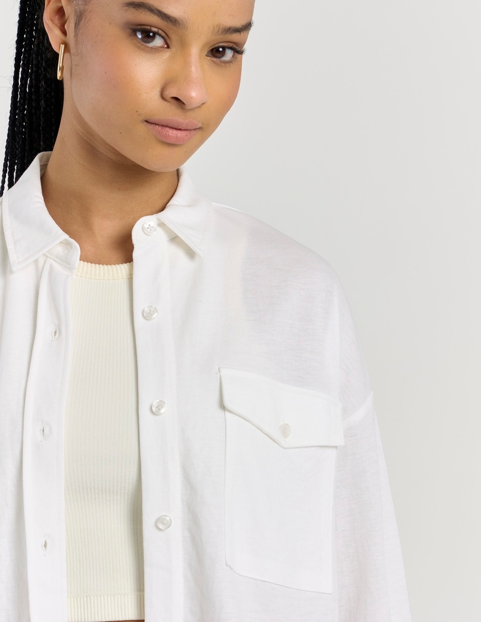Blusa camisera manga larga para mujer 4