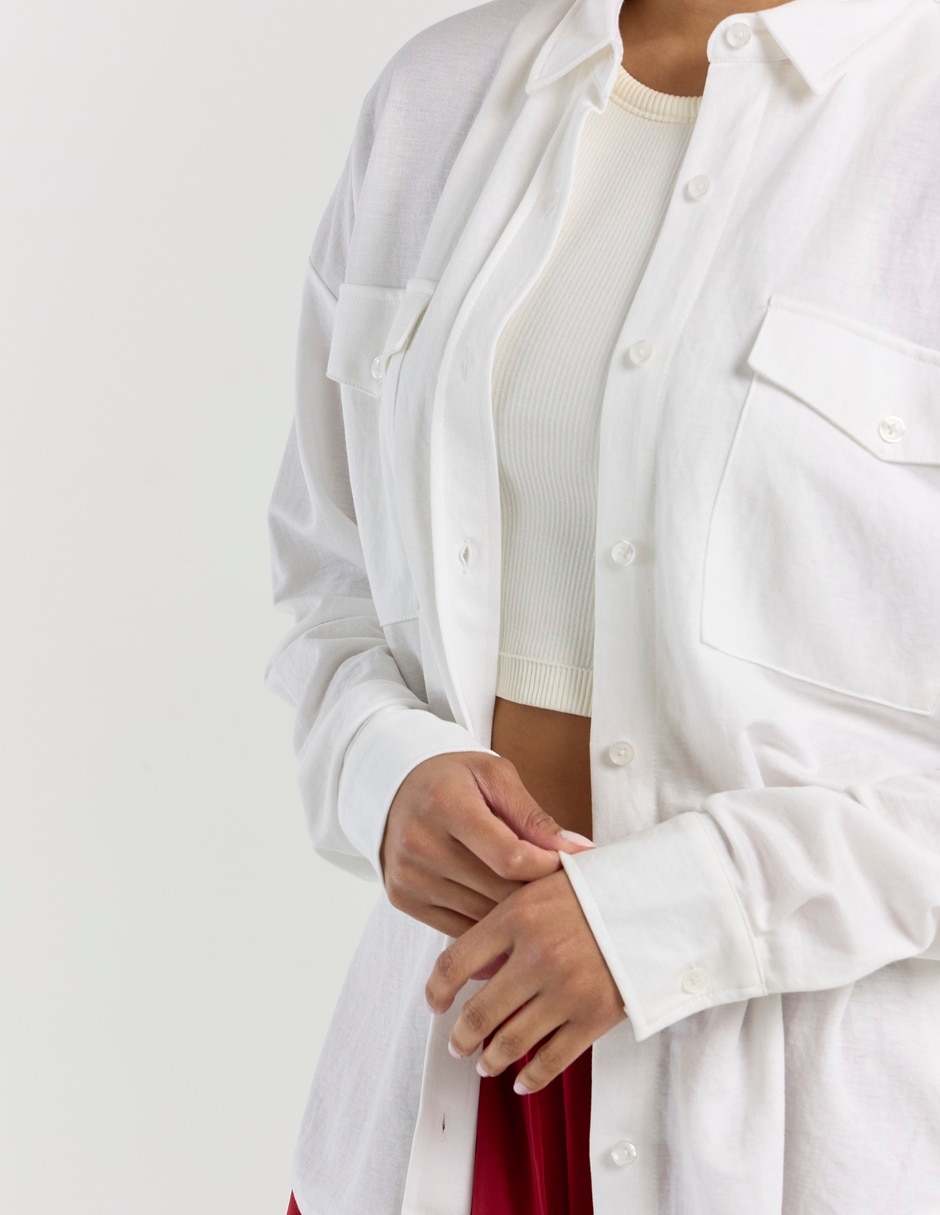 Blusa camisera manga larga para mujer 5