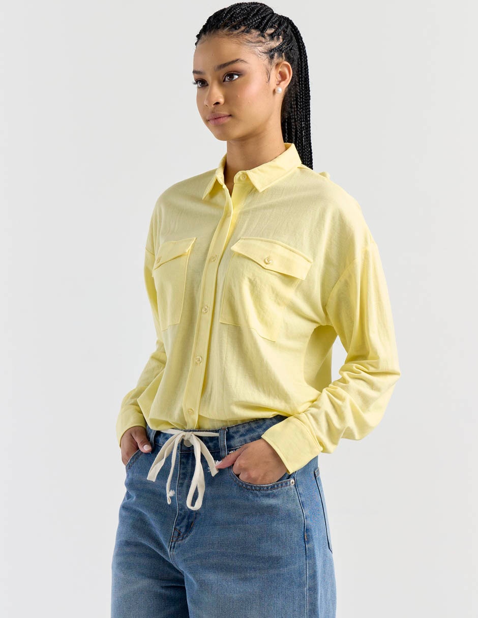 Blusa camisera manga larga para mujer Blusa camisera manga larga para mujer