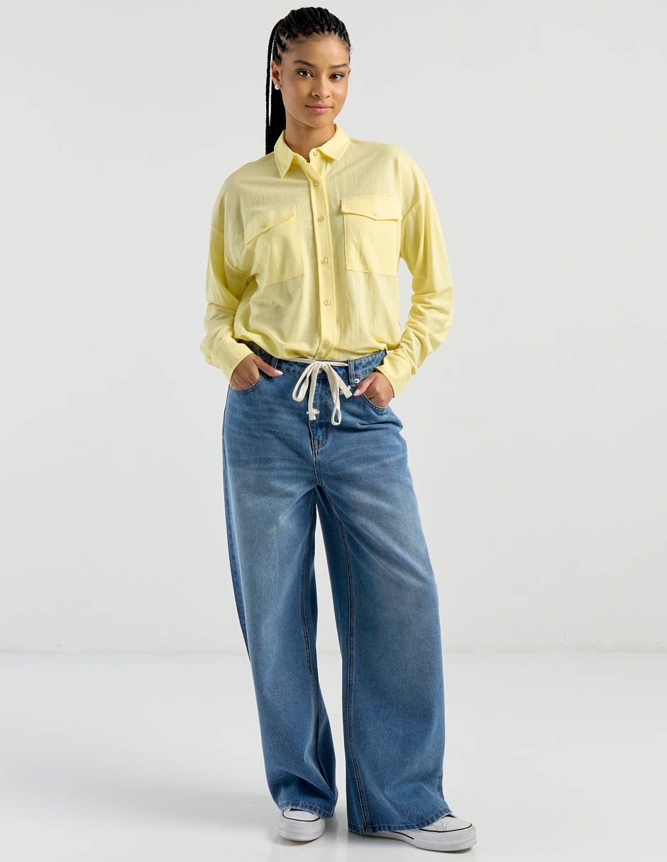 Blusa camisera Non Stop manga larga para mujer