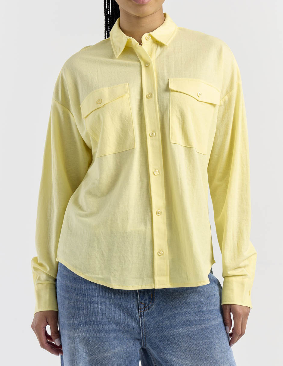 Blusa camisera Non Stop manga larga para mujer