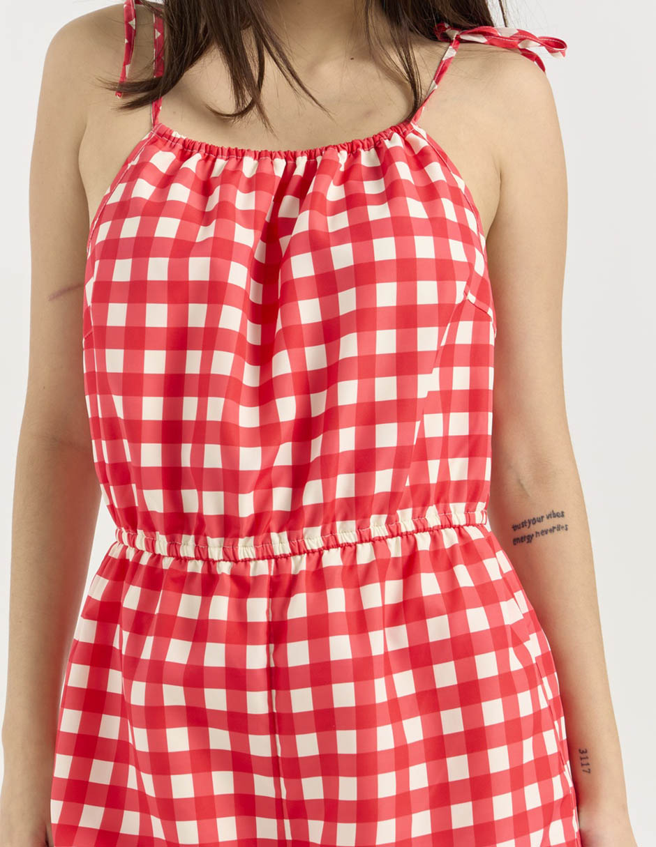 Jumpsuit estampado a cuadros para mujer 4