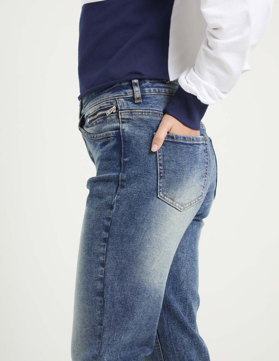 Jeans mom a la cintura para mujer 5