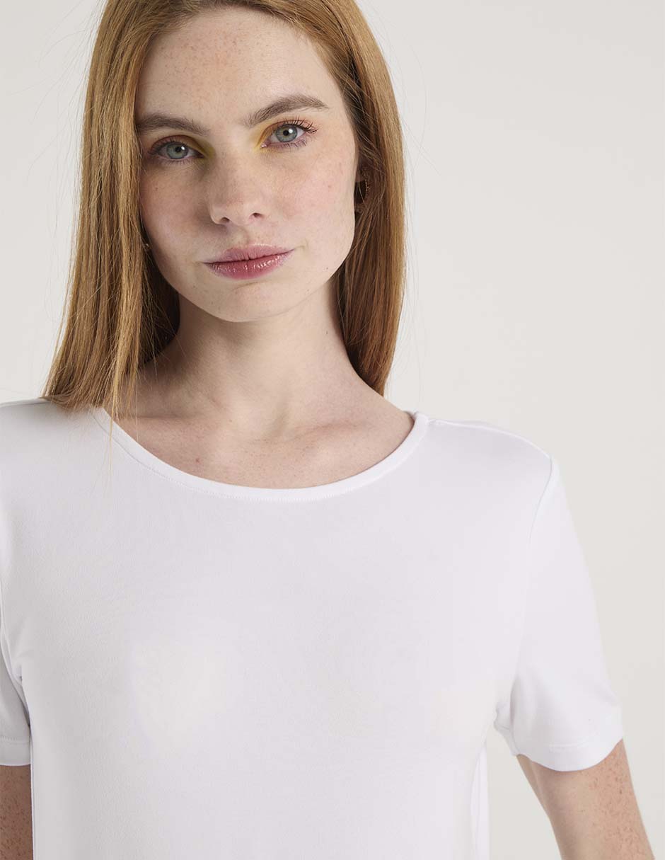 Body manga corta cuello redondo para mujer 4