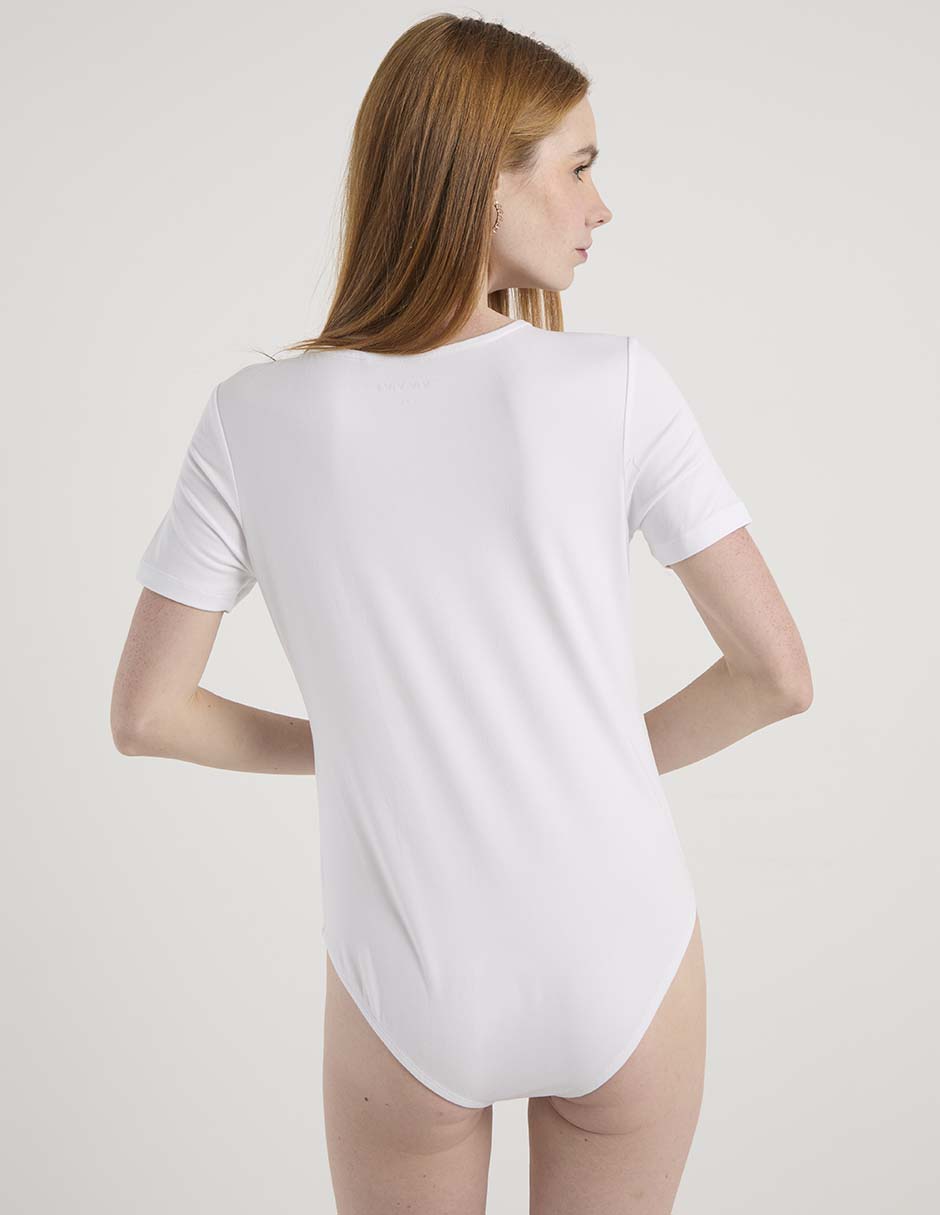 Body manga corta cuello redondo para mujer 6