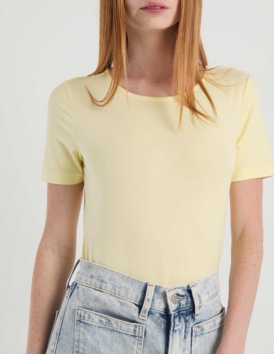 Body manga corta cuello redondo para mujer 5