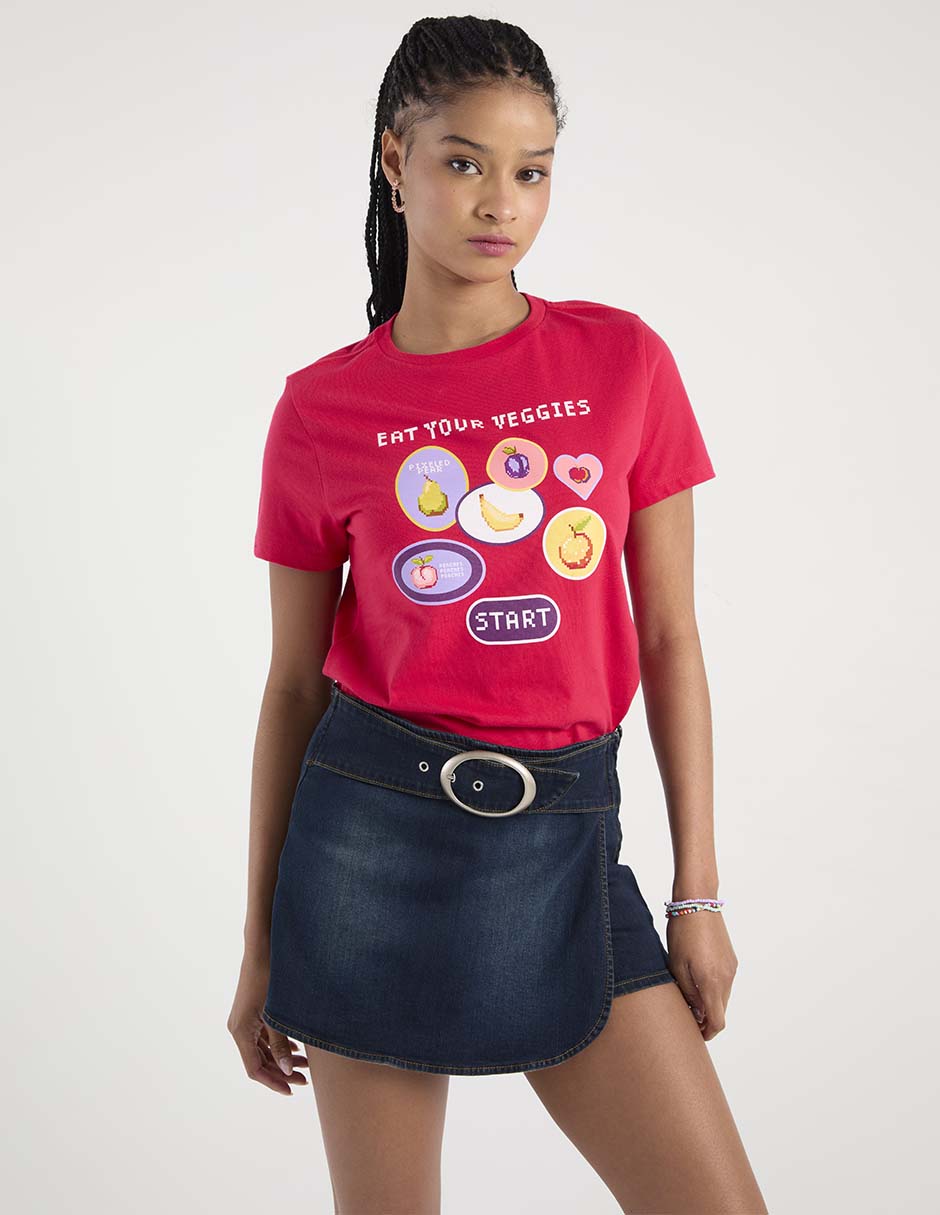Falda short mini de mezclilla a la cintura Falda short mini de mezclilla a la cintura