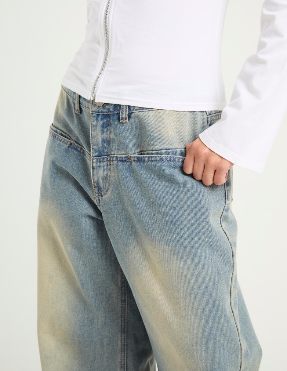 Jeans relaxed amplio cintura para mujer 4
