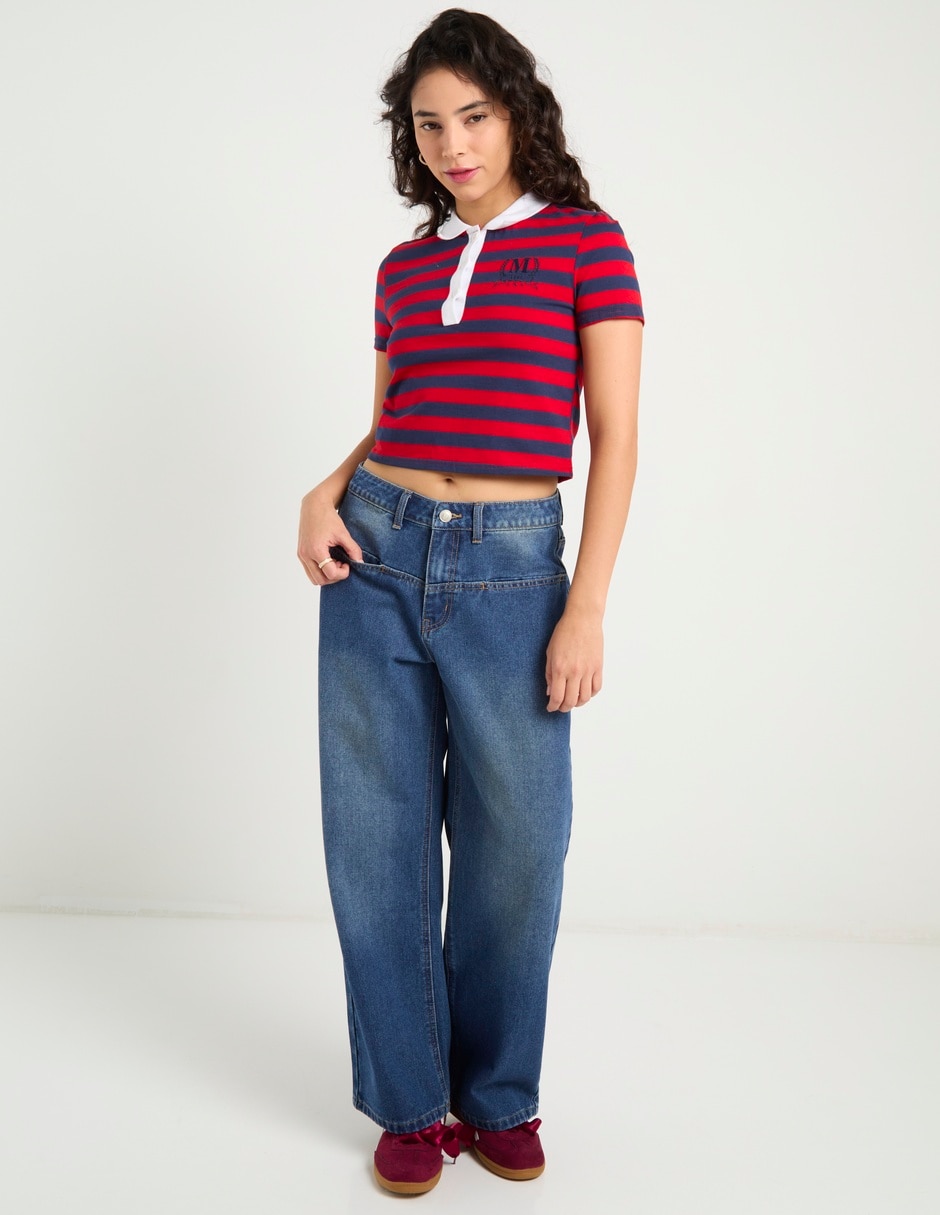 Jeans relaxed amplio cintura para mujer 2
