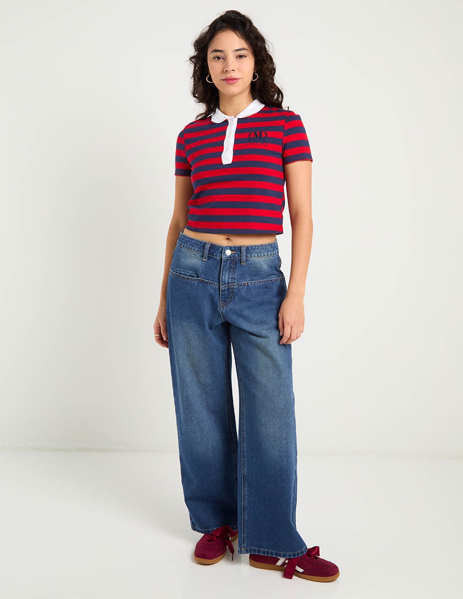 Jeans relaxed amplio cintura para mujer 3