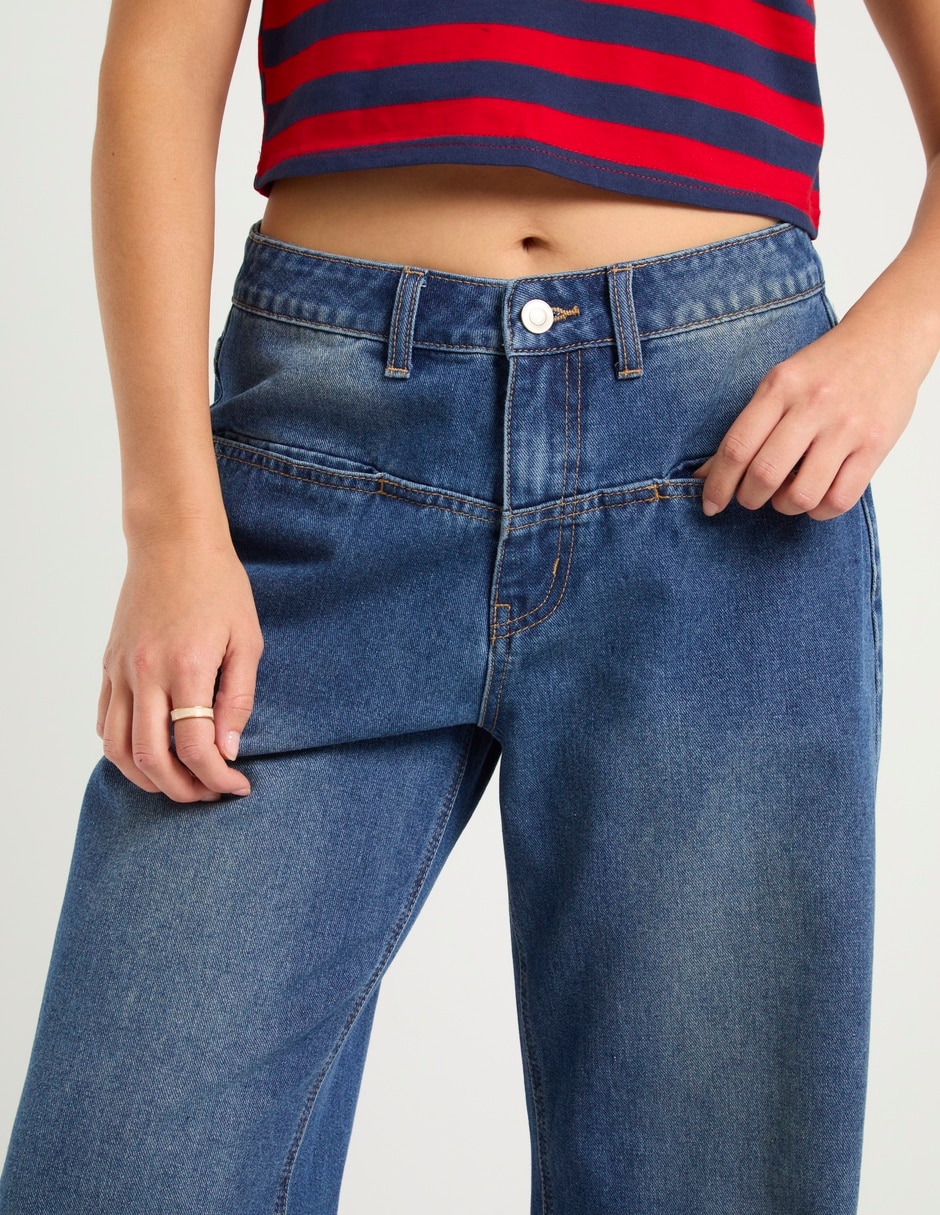 Jeans relaxed amplio cintura para mujer 4