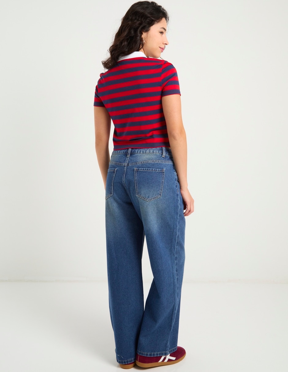 Jeans relaxed amplio cintura para mujer 6