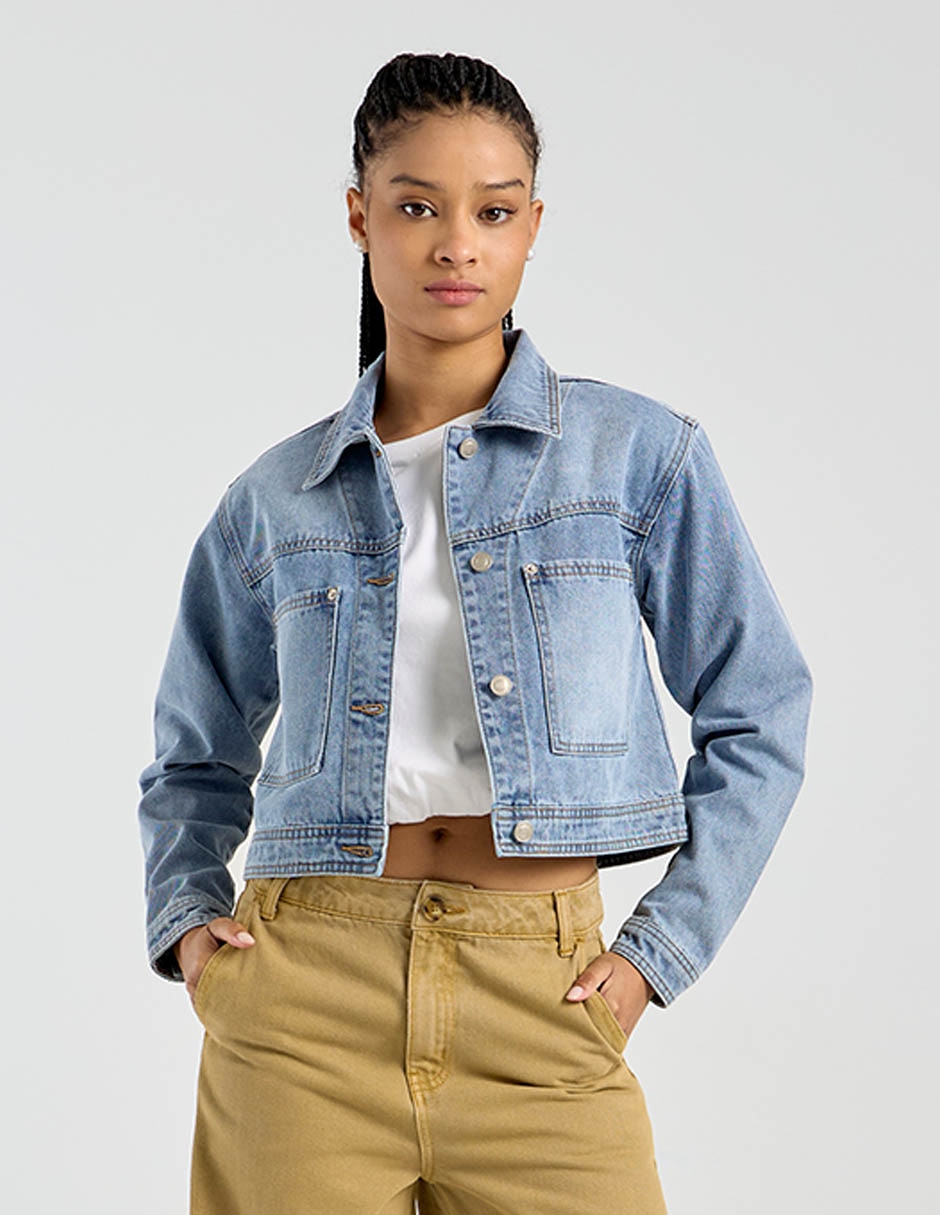 Chamarra denim de mezclilla para mujer 2