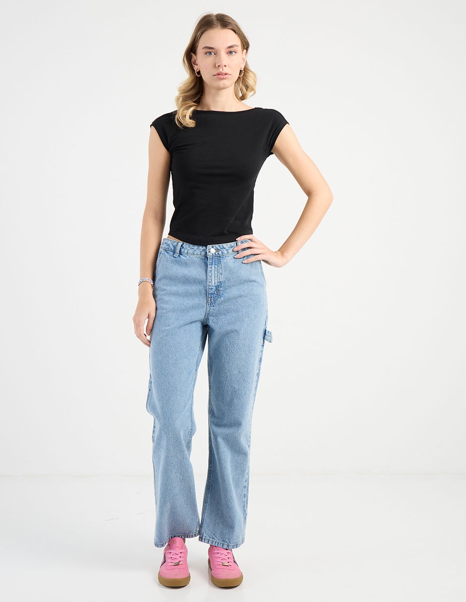 Playera manga corta cuello cuadrado para mujer 3