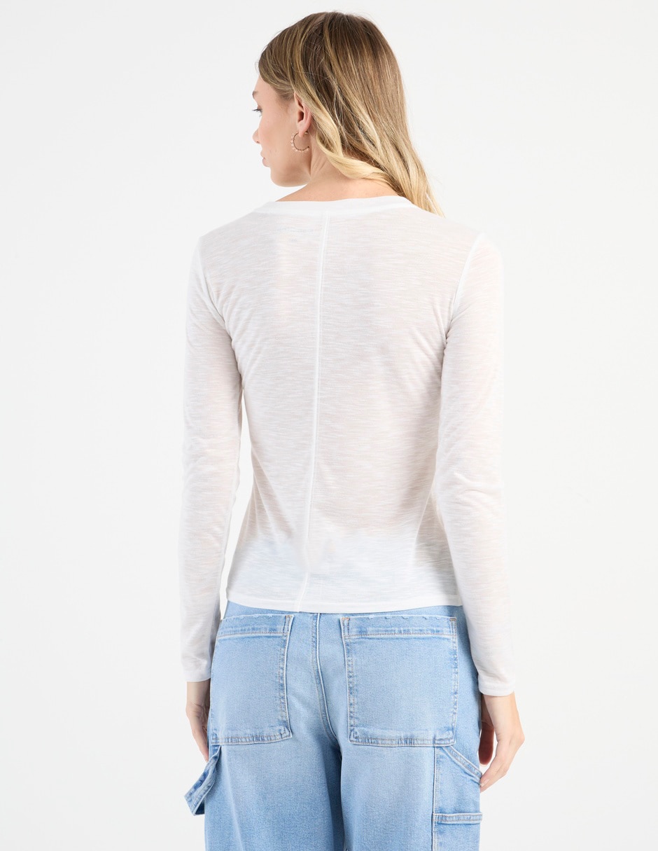 Playera manga larga cuello redondo para mujer 6
