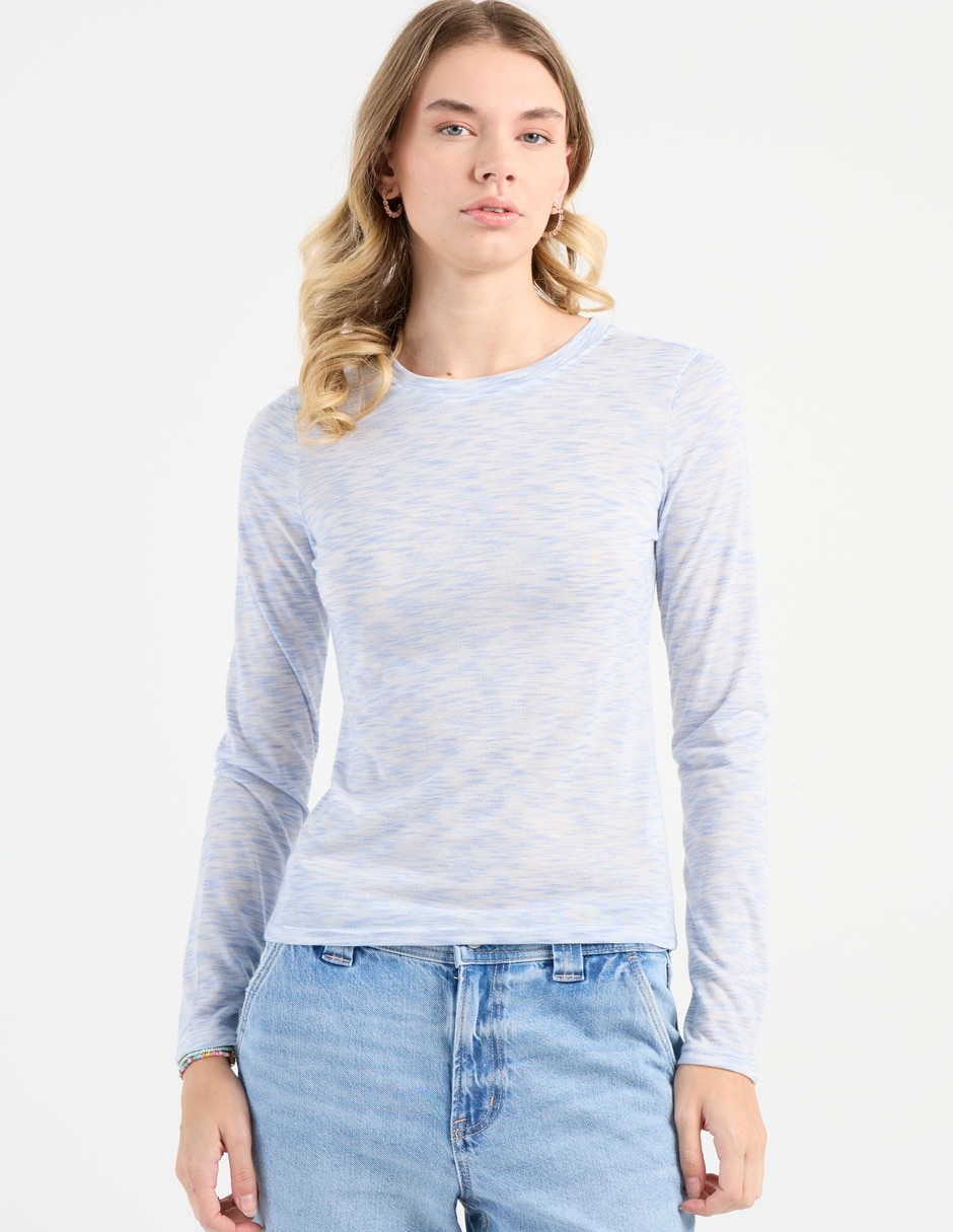 Playera manga larga cuello redondo para mujer 2