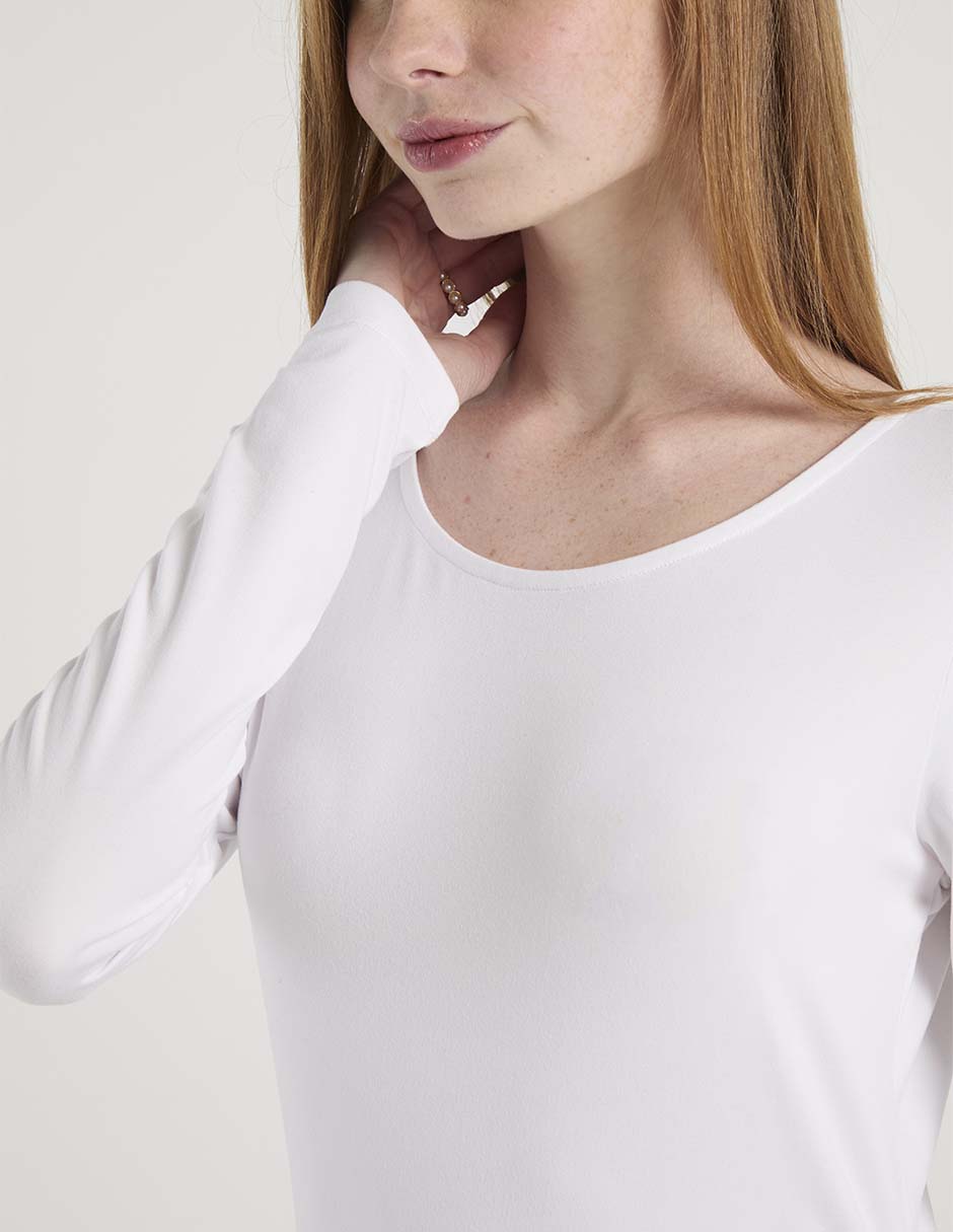 Body manga larga cuello redondo para mujer 4