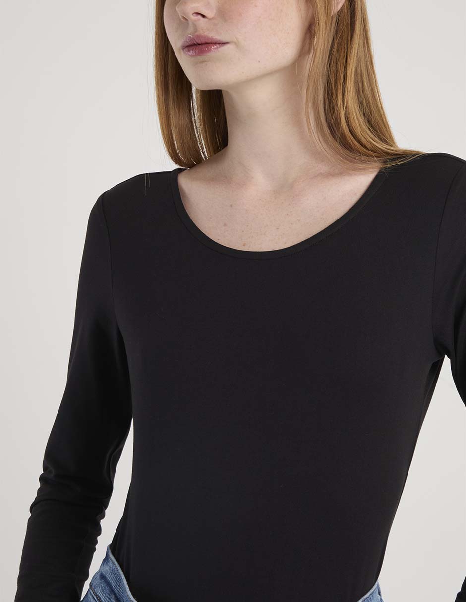 Body manga larga cuello redondo para mujer 4