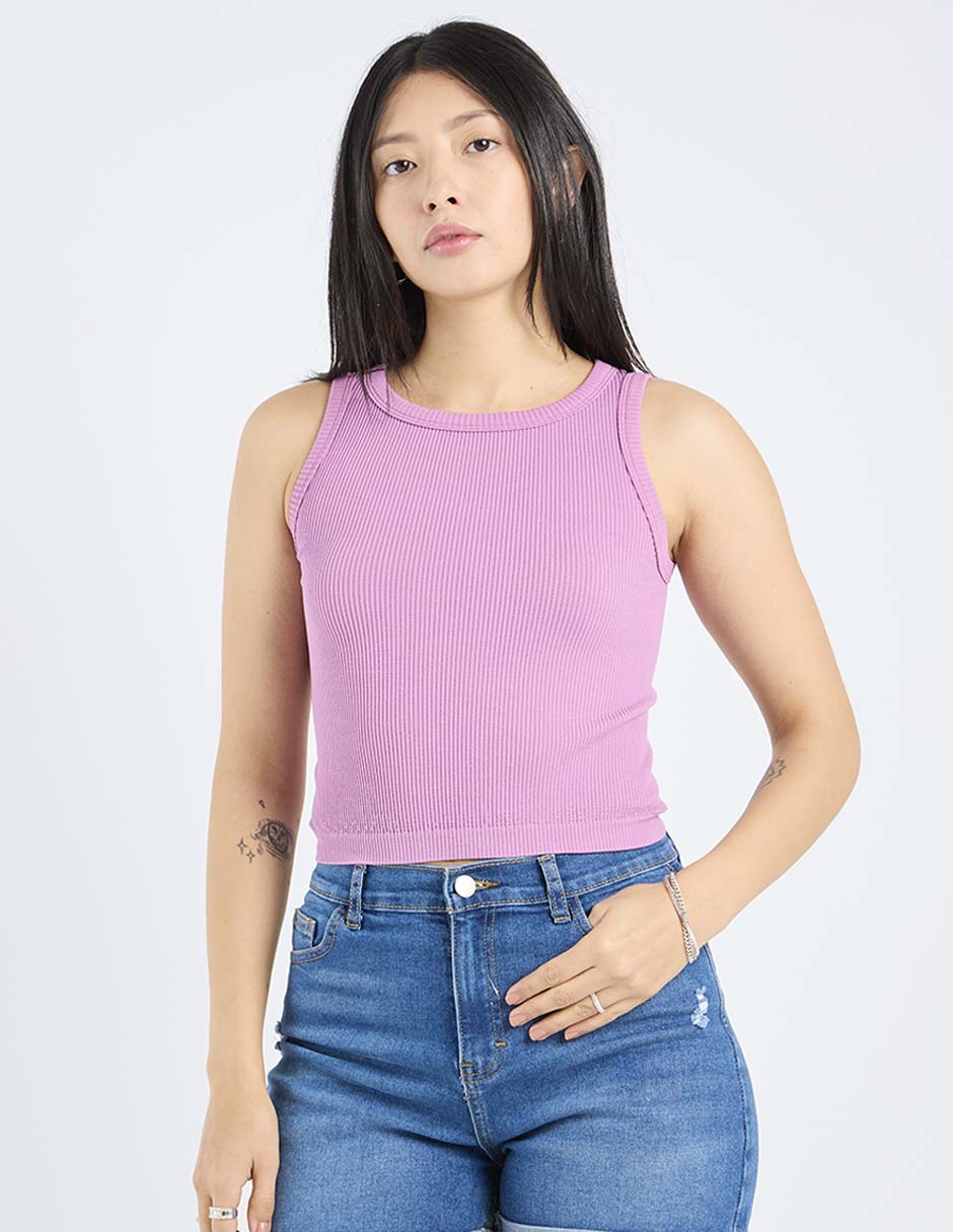 Top cuello redondo tirante ancho