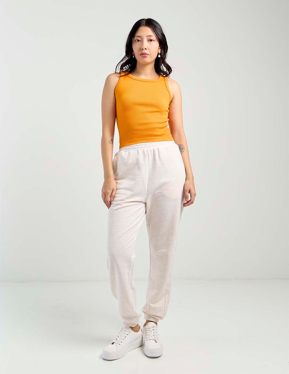 Pants regular con elástico para mujer 2