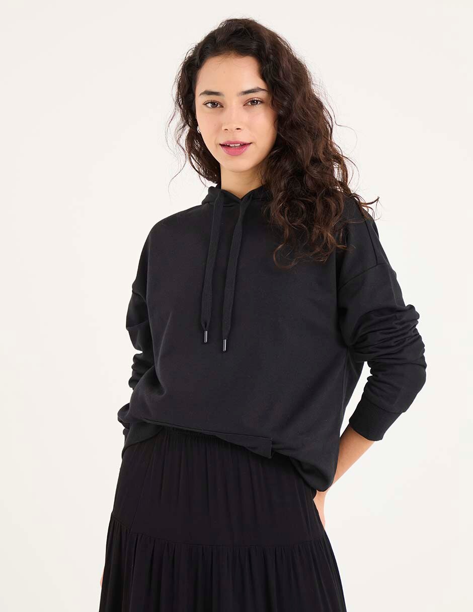 Sudadera con capucha y bolsa para mujer