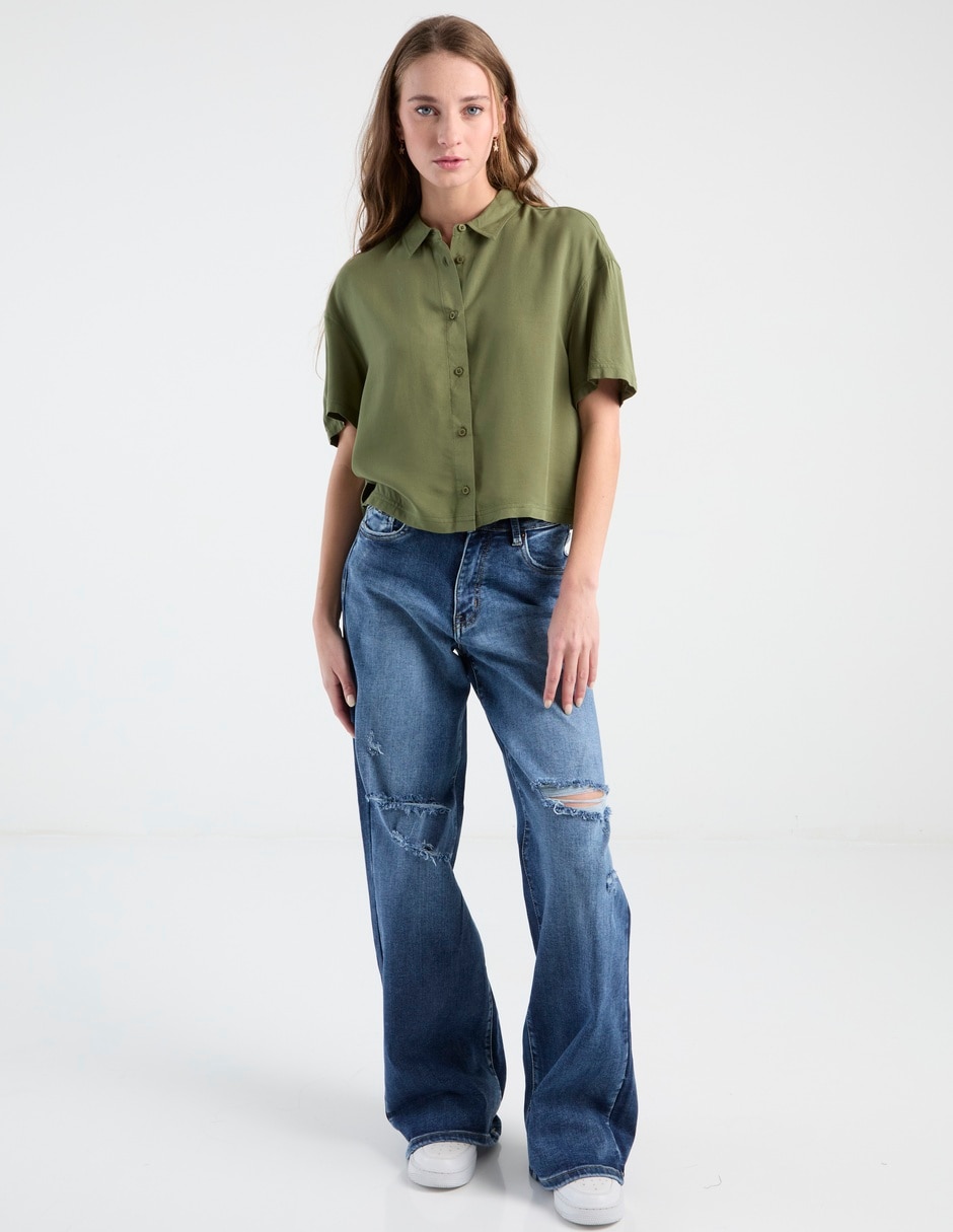 Blusa camisera manga corta para mujer 3