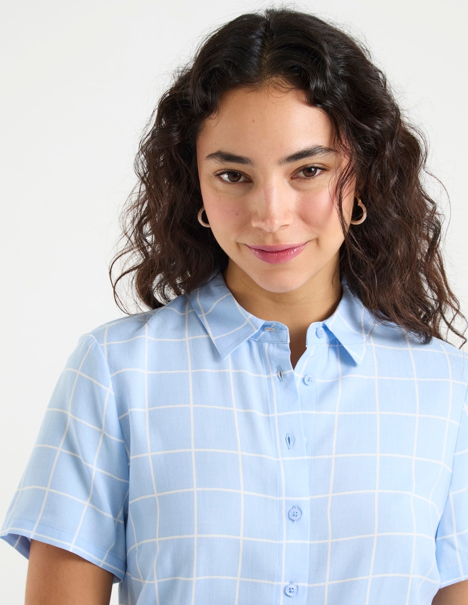 Blusa camisera manga corta para mujer 4
