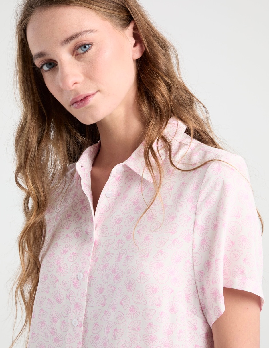 Blusa camisera manga corta para mujer 4