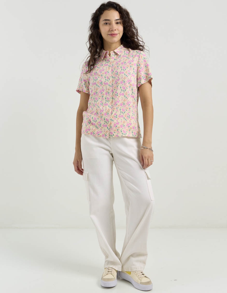 Blusa camisera manga corta para mujer 3