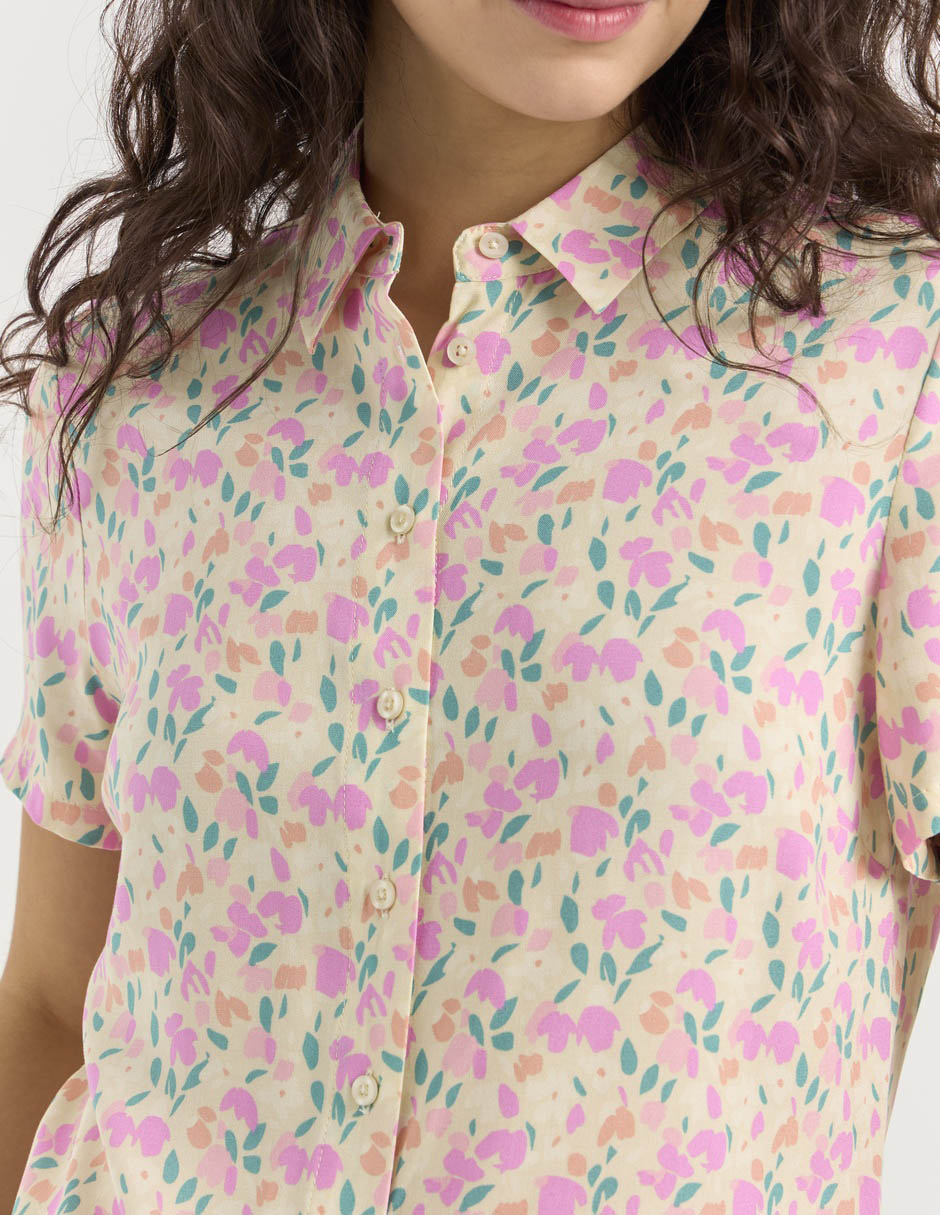 Blusa camisera manga corta para mujer 4