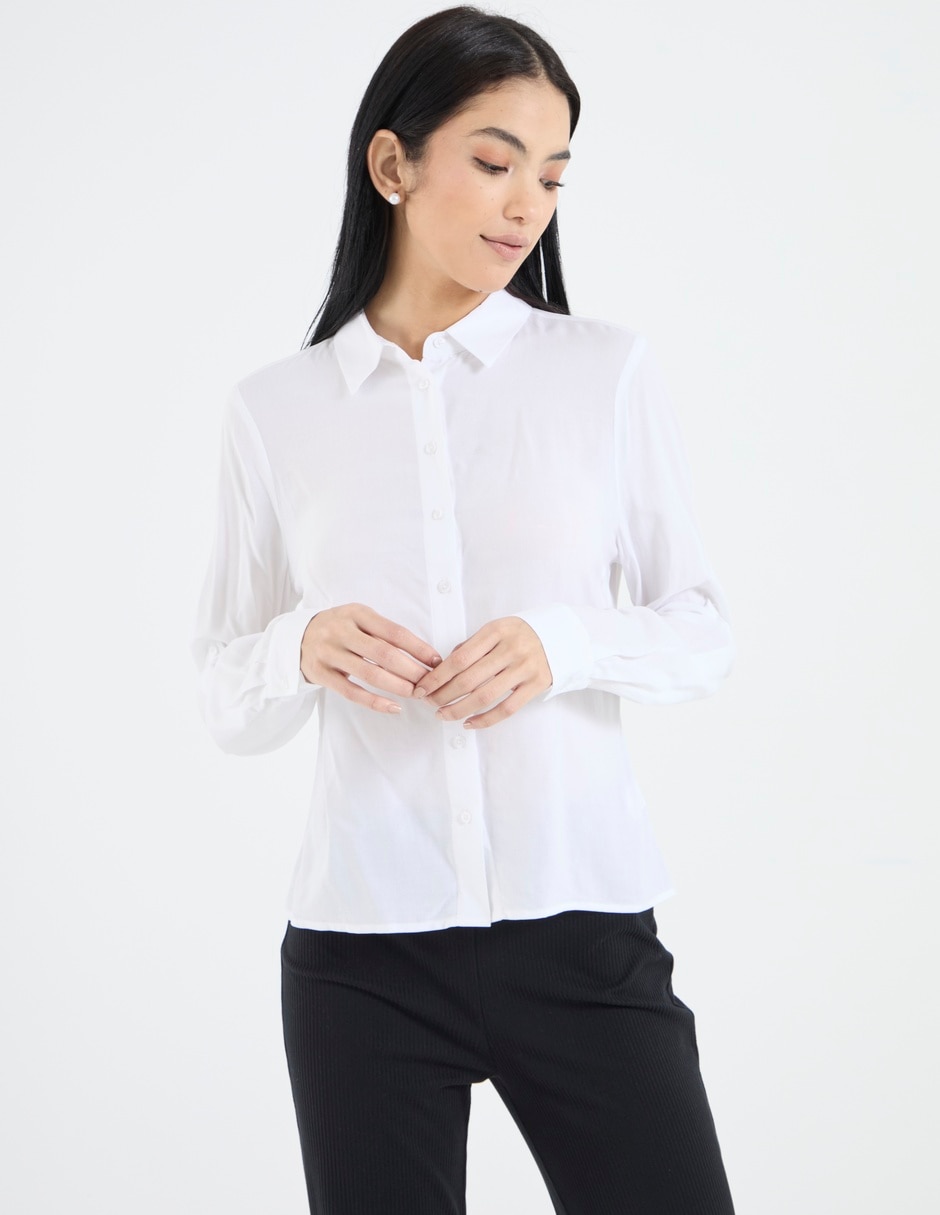 Blusa camisera manga larga para mujer