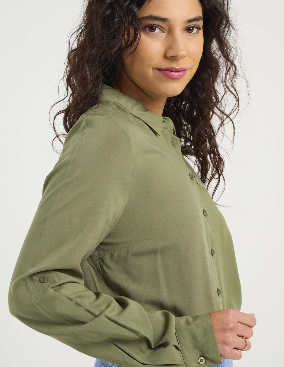 Blusa camisera manga larga para mujer 4