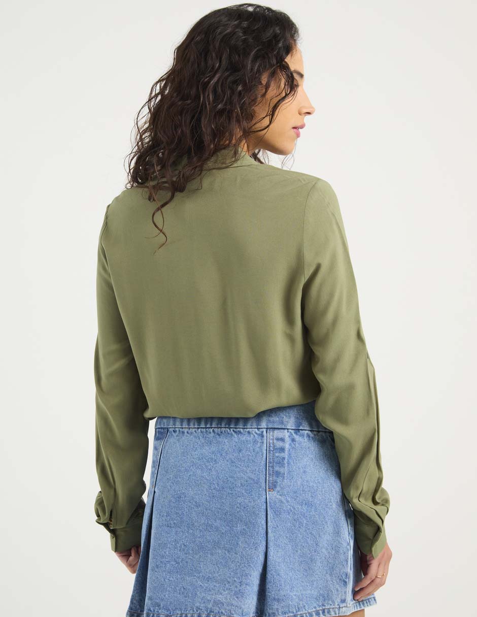 Blusa camisera manga larga para mujer 5