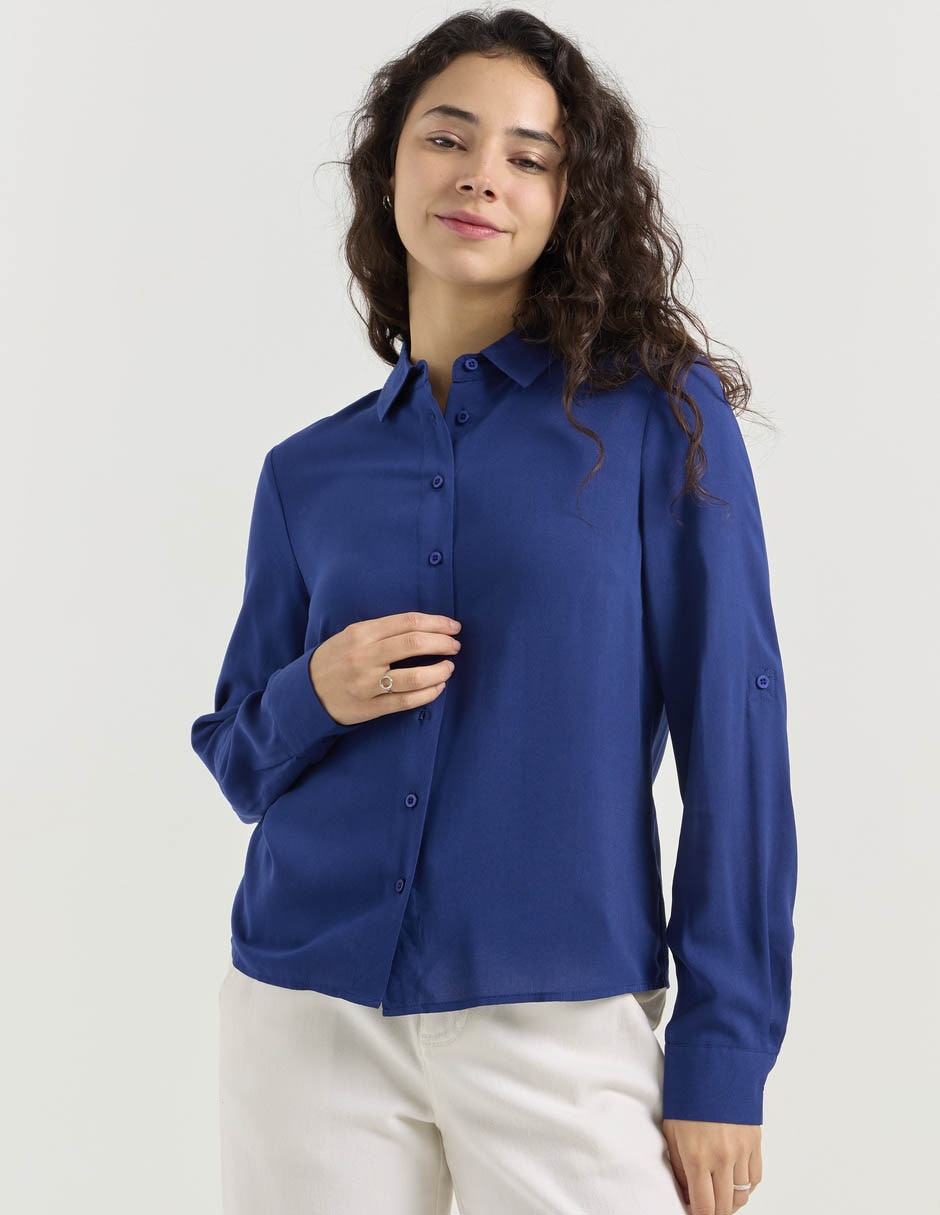 Blusa camisera manga larga para mujer