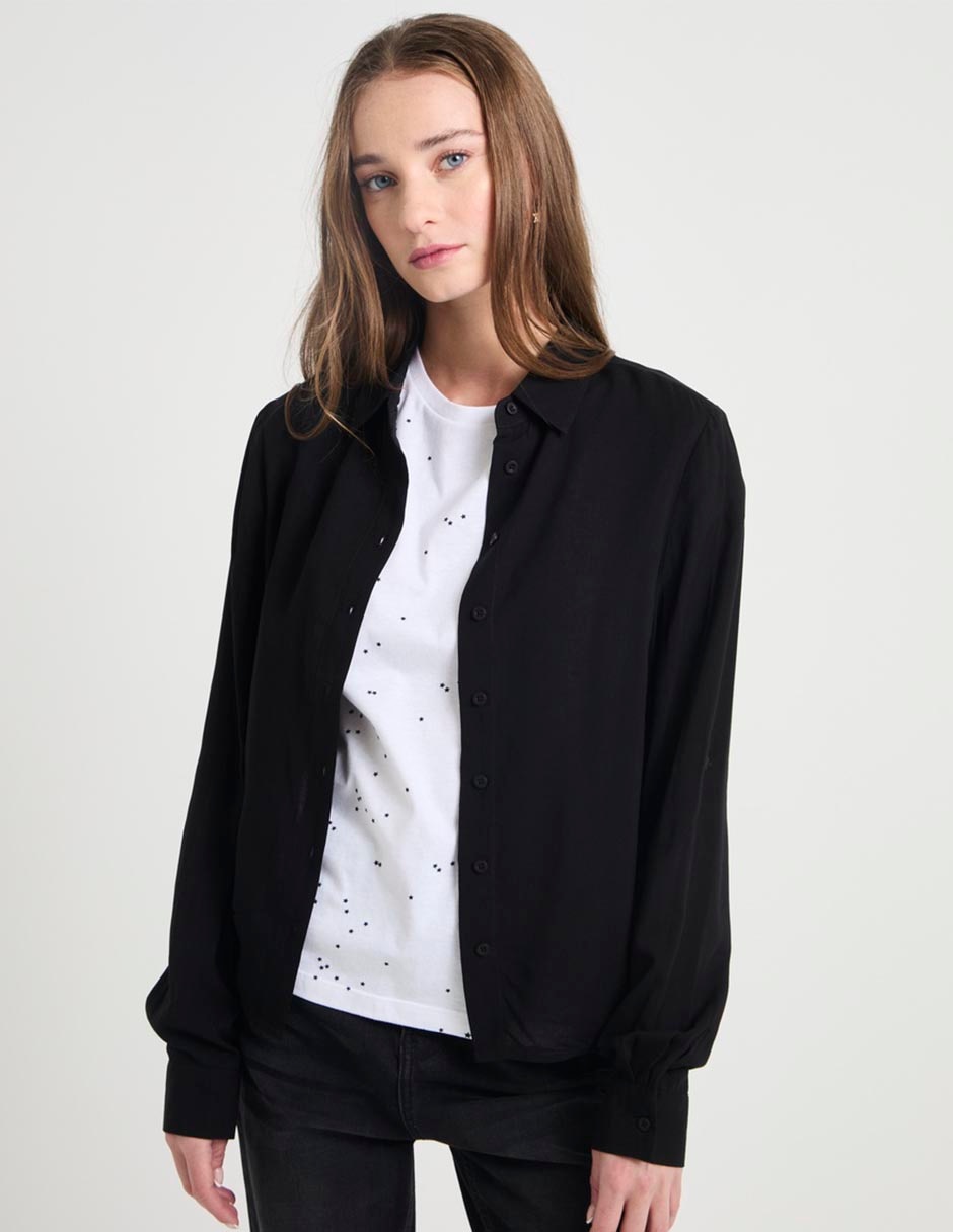 Blusa camisera manga larga para mujer