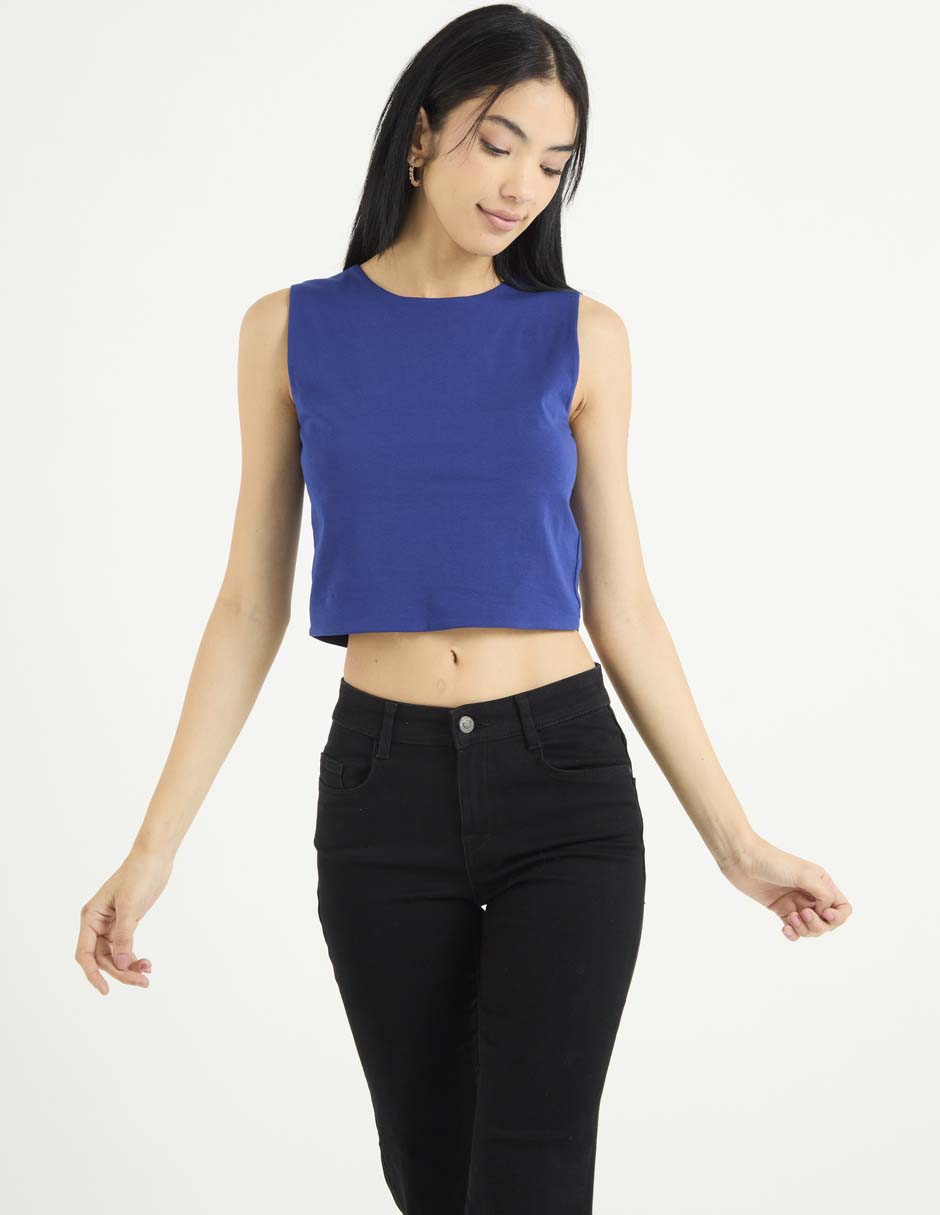 Top cuello redondo