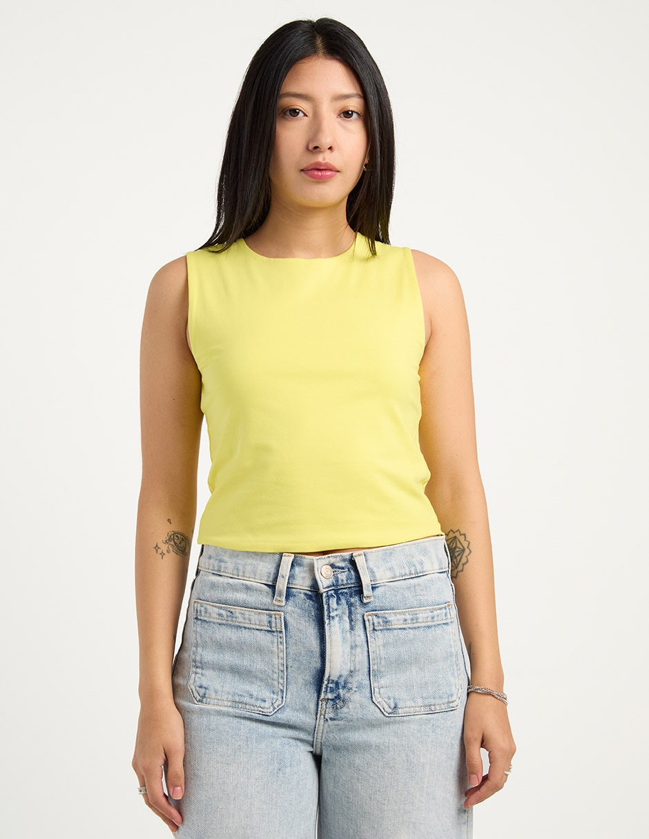 Top cuello redondo tirante ancho Top cuello redondo tirante ancho