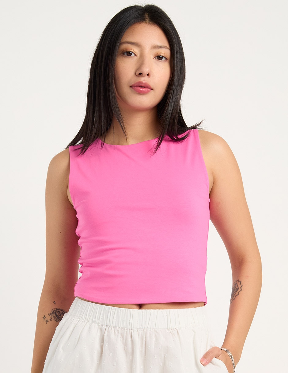 Top cuello redondo tirante ancho Top cuello redondo tirante ancho