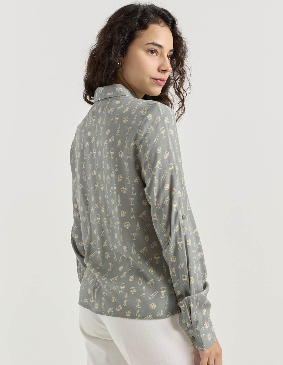 Blusa camisera manga larga para mujer 2