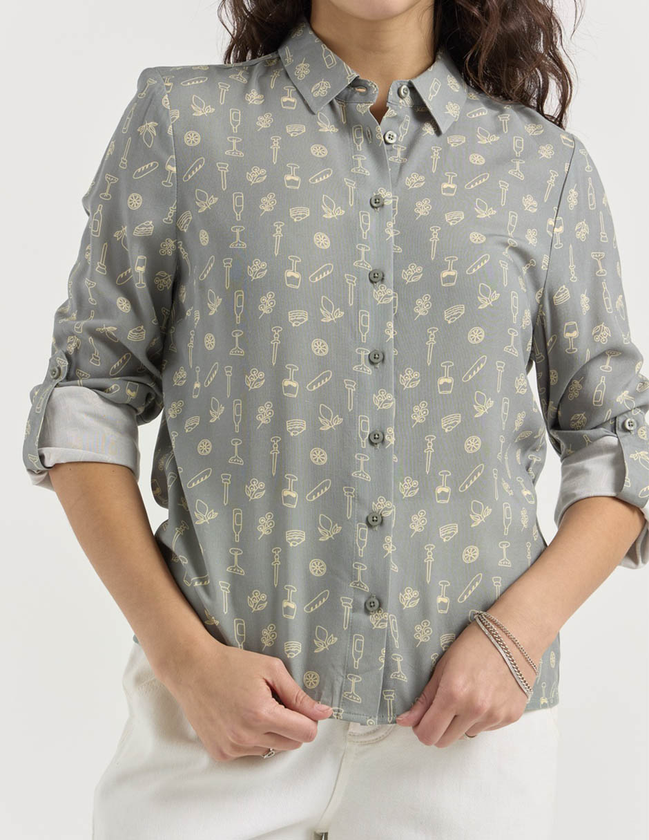 Blusa camisera manga larga para mujer 5