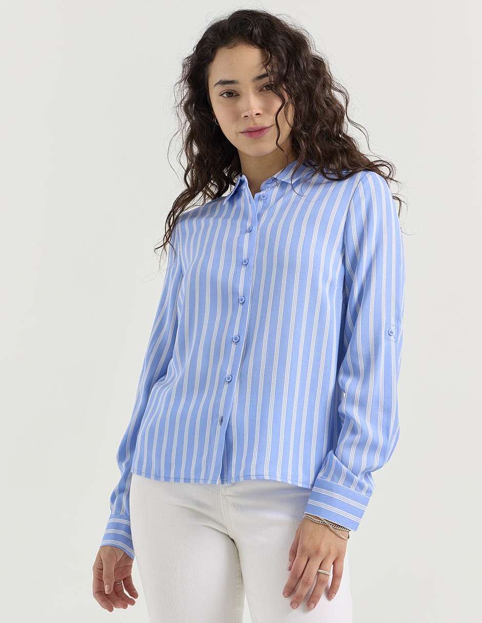 Blusa camisera manga larga para mujer