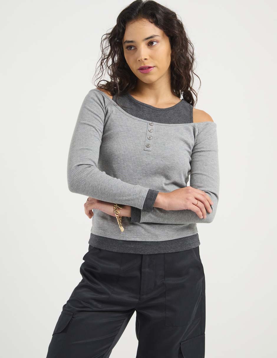 Blusa manga larga para mujer