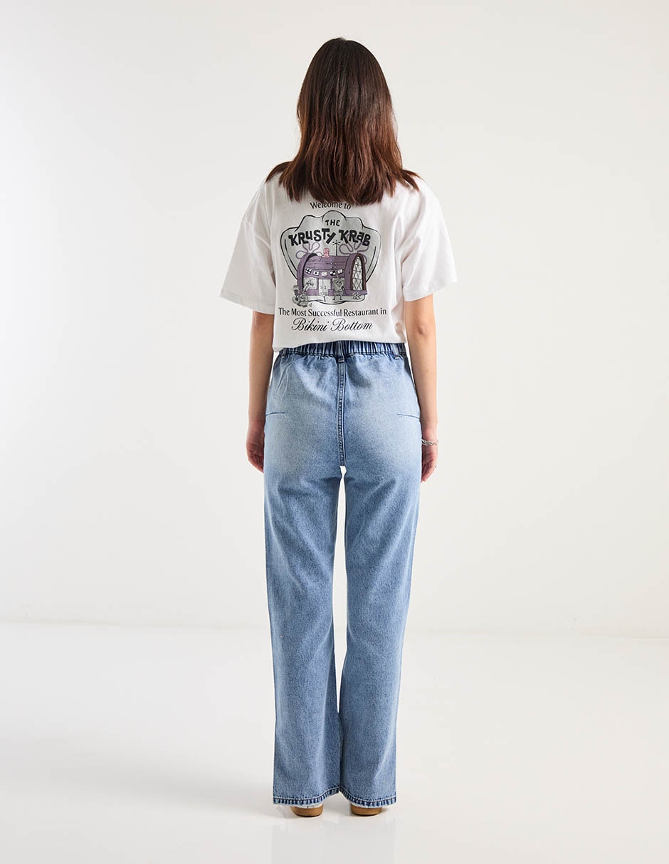 Jeans amplio corte cintura para mujer 2