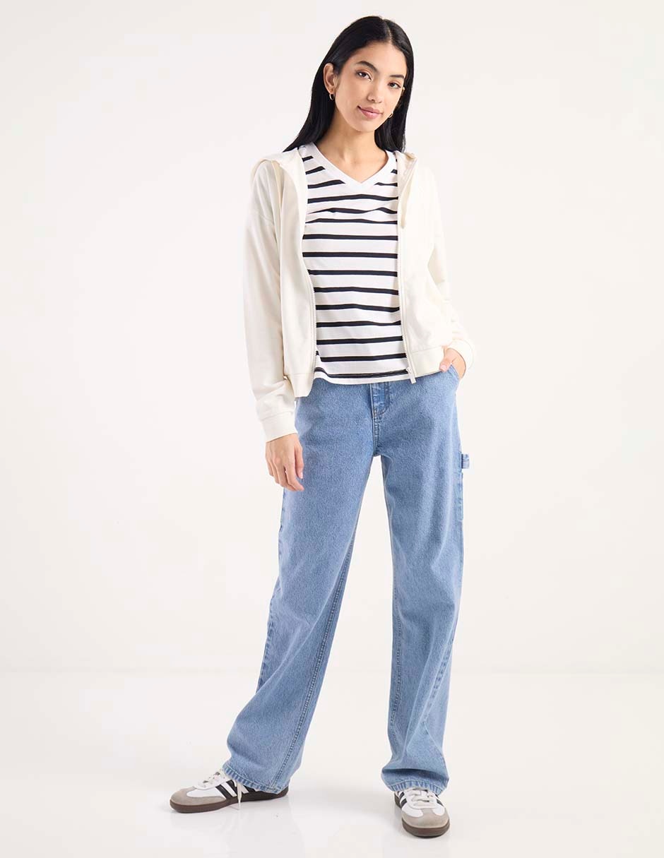 Jeans relaxed straight cintura media para mujer 3