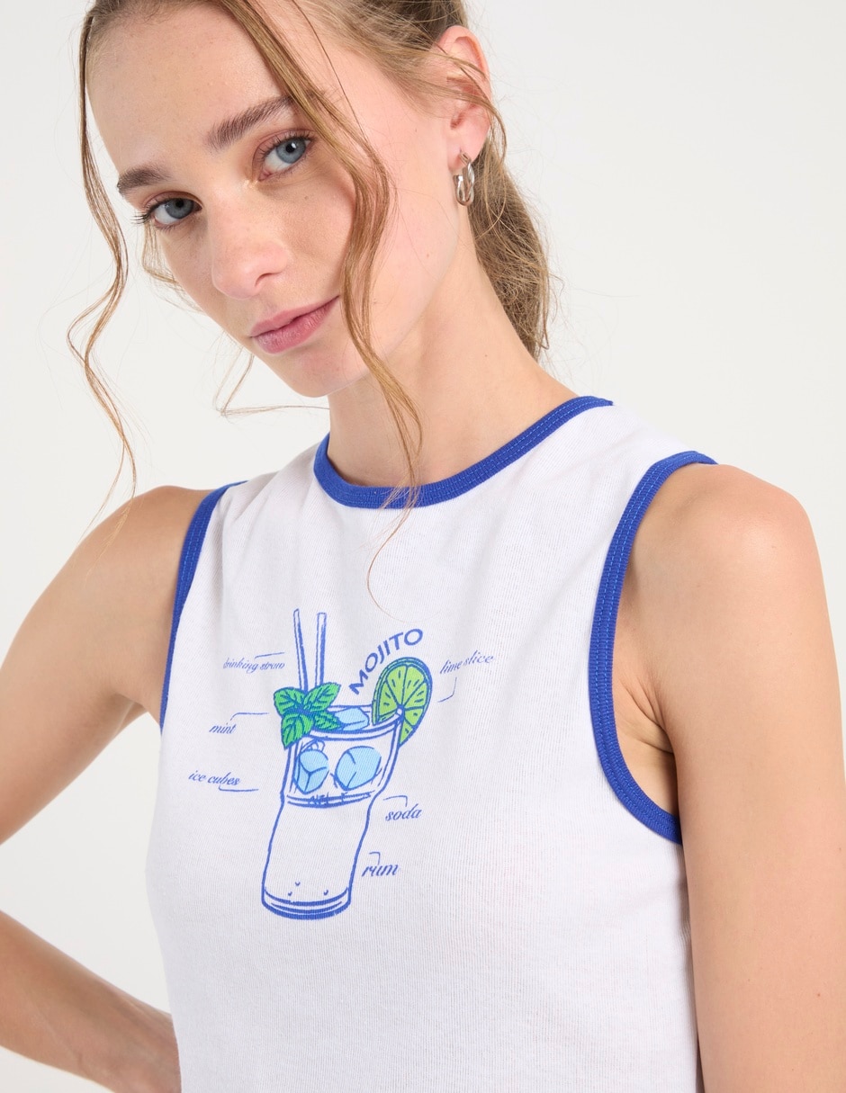 Playera sin manga cuello redondo para mujer 4