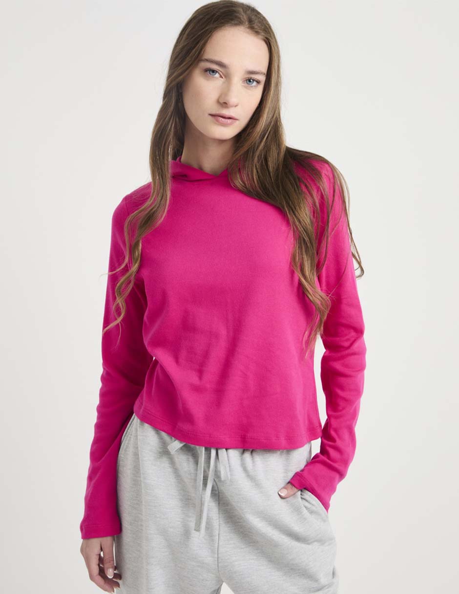 Playera manga larga cuello redondo para mujer