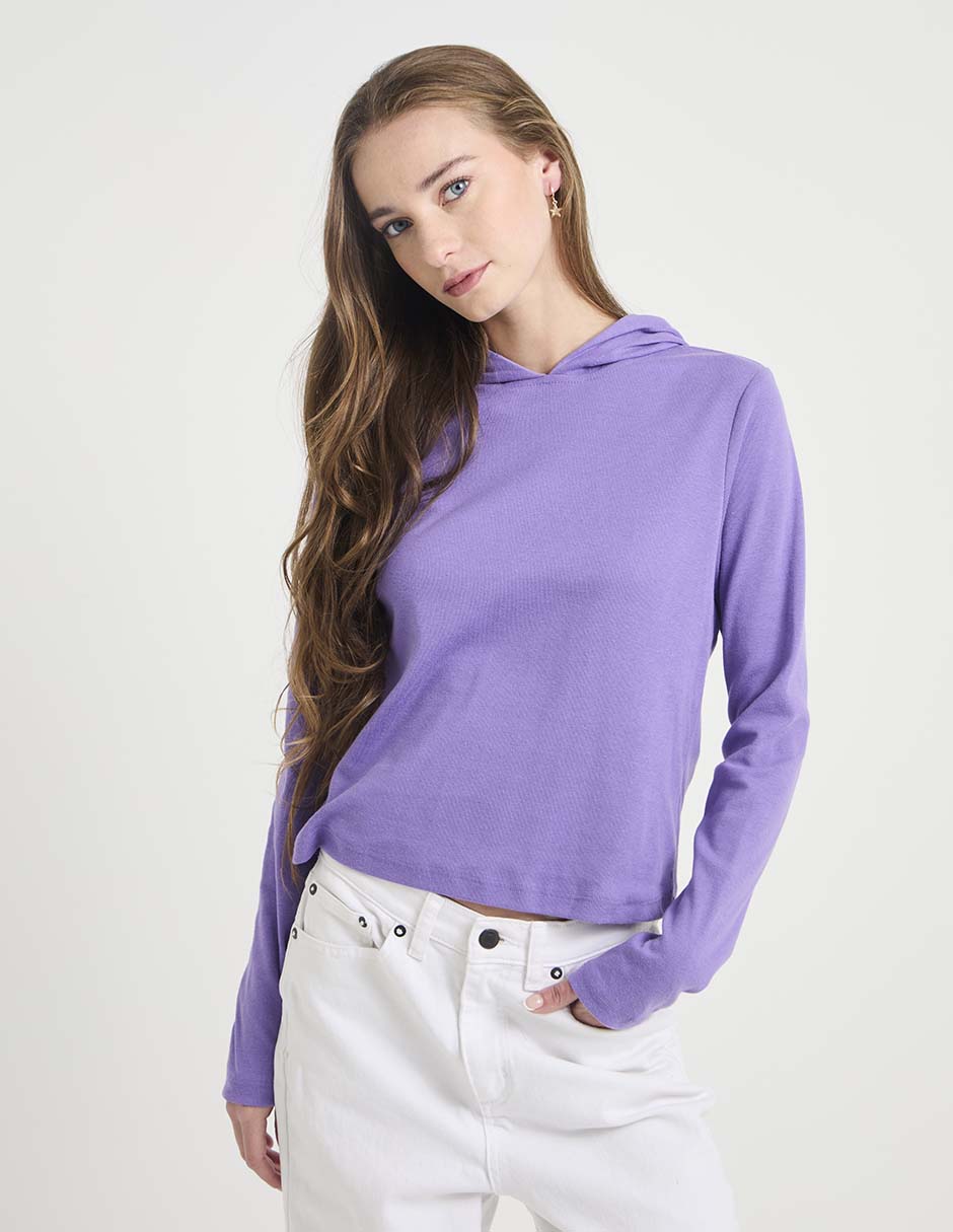 Playera manga larga cuello redondo para mujer Playera manga larga cuello redondo para mujer
