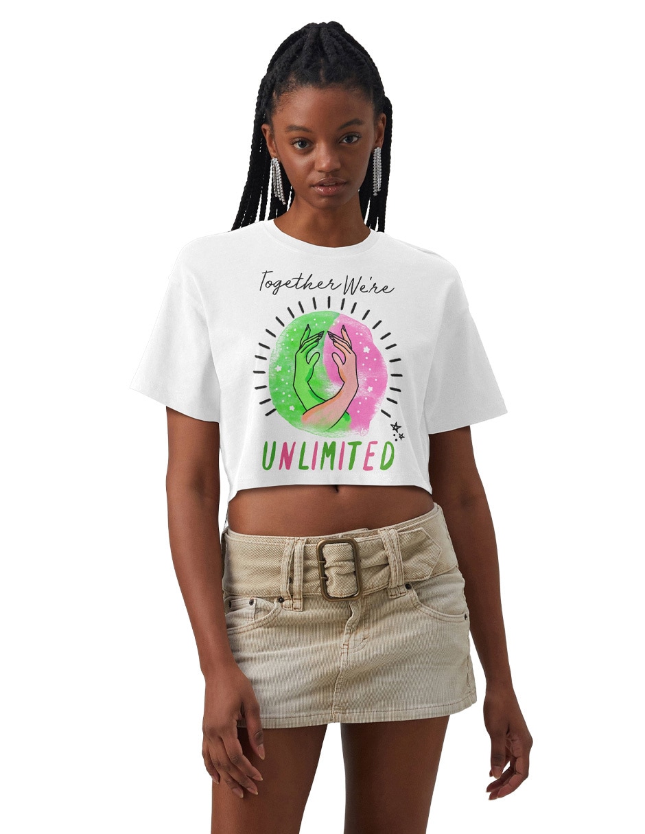 Playera manga corta cuello redondo para mujer