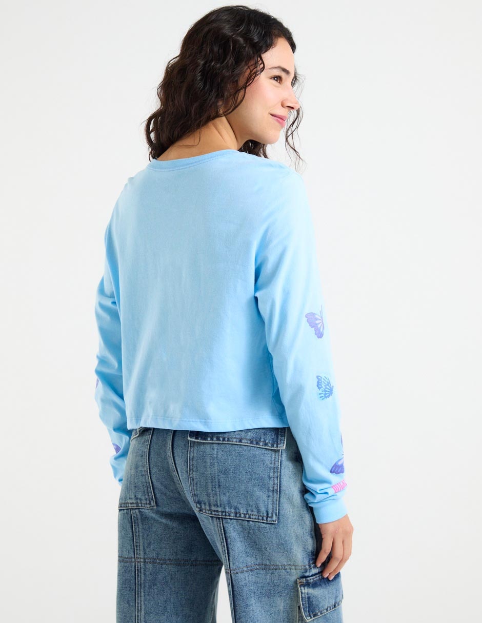 Playera manga larga Wicked cuello redondo para mujer 2